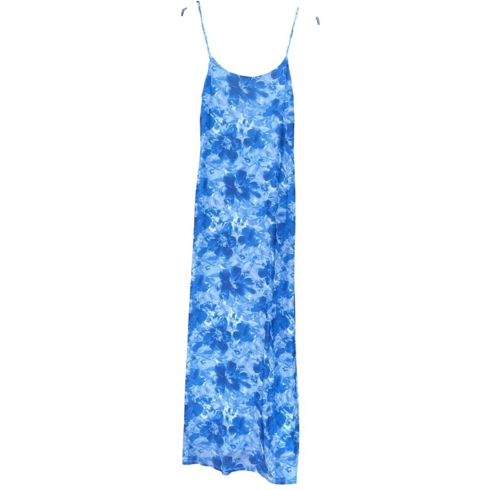 Trixxi Blue Floral Maxi Dress Spaghetti Straps Sleeveless Lightweight Small